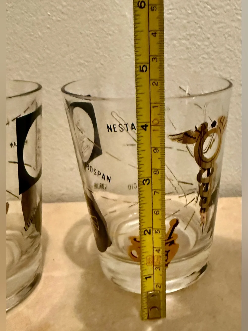 2 MCM Medical/Pharmacist Theme Rocks 16oz Glasses w/22k gold and black.